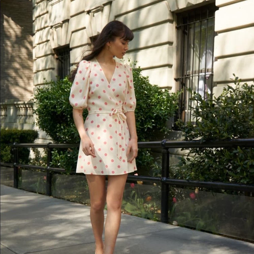 Reformation polka dot mini dress